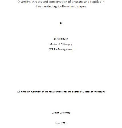 Diversity, threats and conservation of anurans and reptiles in fragmented agricultural landscapes